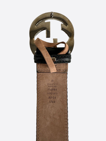 Gucci Blue Striped G Buckle Web Belt