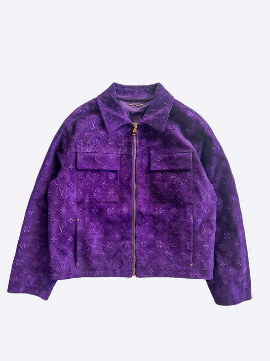 Louis Vuitton Purple Embossed Monogram Suede Workwear Jacket