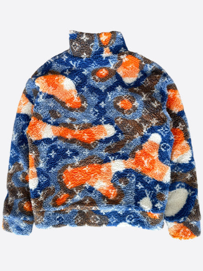 Louis Vuitton Blue & Orange Camo Monogram Fleece Zip Up Jacket