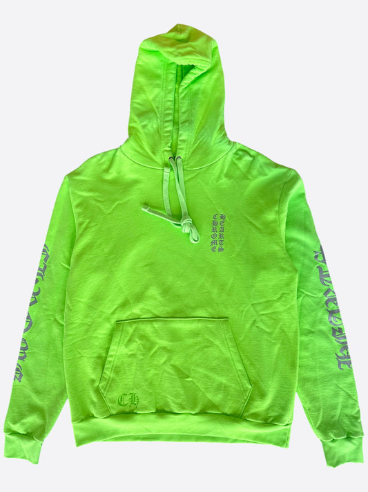 Chrome Hearts Neon Green & Silver Script Logo Hoodie