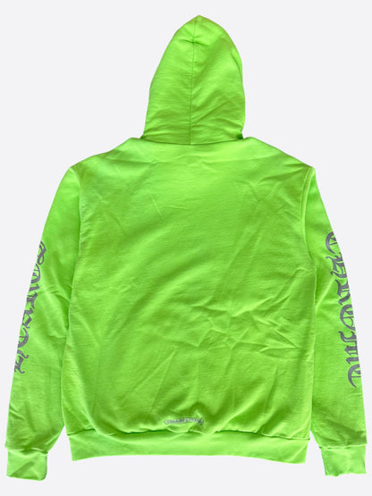 Chrome Hearts Neon Green & Silver Script Logo Hoodie