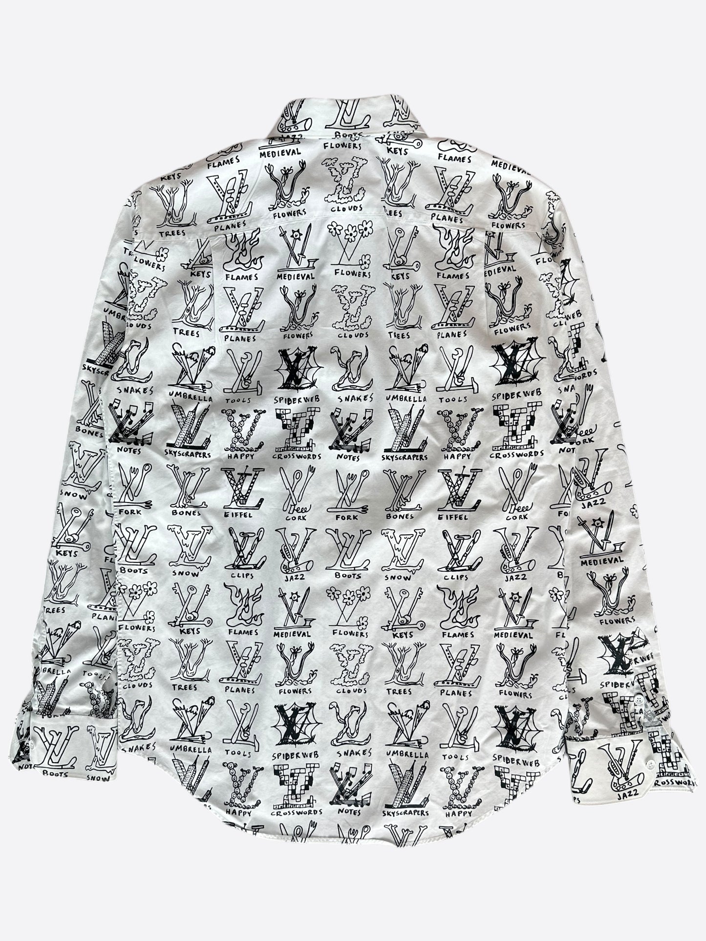 Louis Vuitton White & Black Cartoon Button Up Shirt