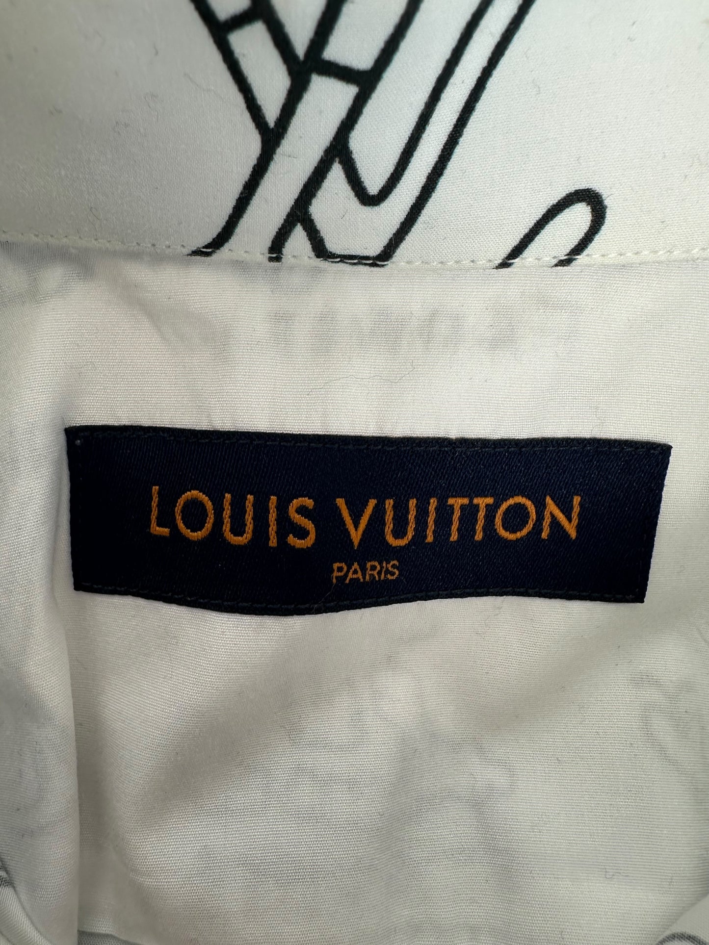 Louis Vuitton White & Black Cartoon Button Up Shirt