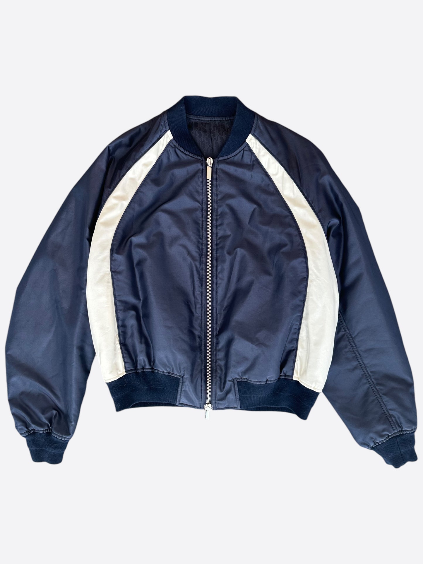 Dior Air Jordan Navy & White Embroidered Silk Bomber