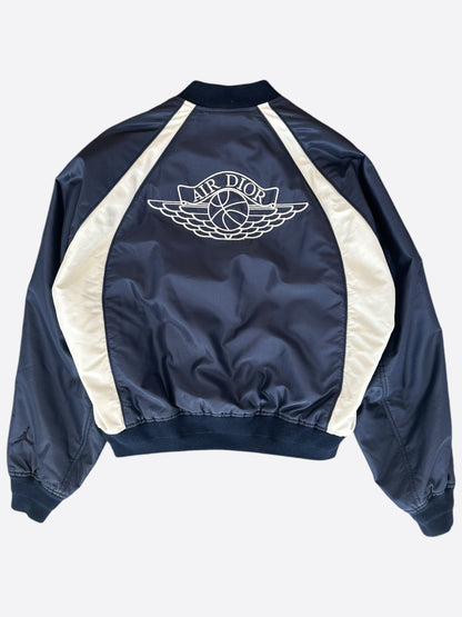 Dior Air Jordan Navy & White Embroidered Silk Bomber