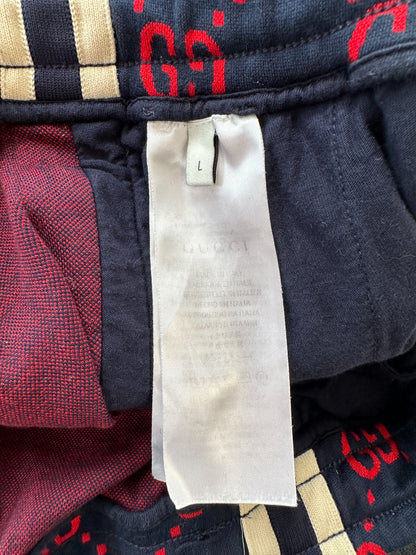 Gucci Navy & Red GG Monogram Jacquard Track Pants