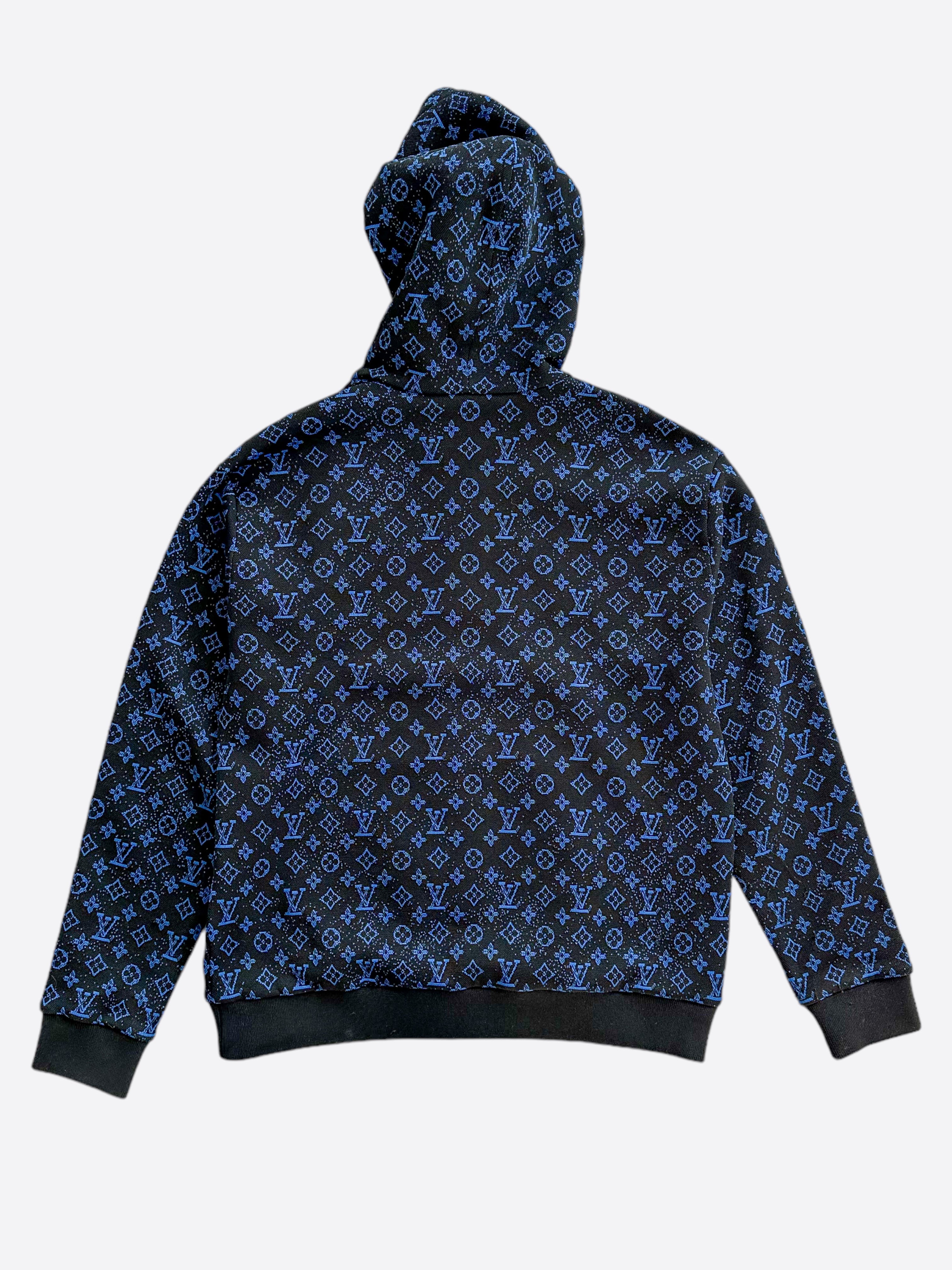 Louis Vuitton Black Blue Monogram Zip Up Hoodie