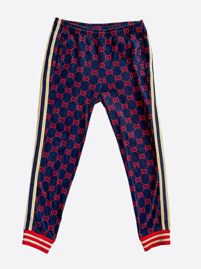 Gucci Navy & Red GG Monogram Jacquard Track Pants