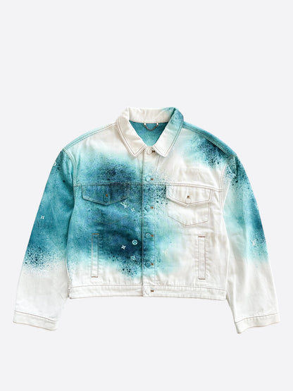 Louis Vuitton White & Turquoise LV Spray Denim Jacket