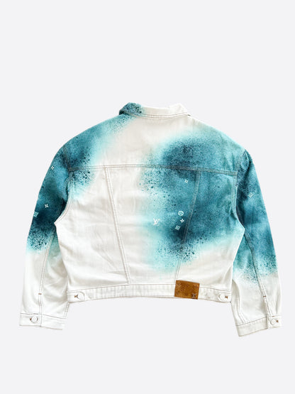 Louis Vuitton White & Turquoise LV Spray Denim Jacket