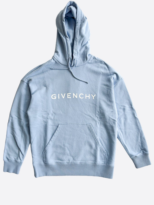 Givenchy Light Blue & White Logo Hoodie