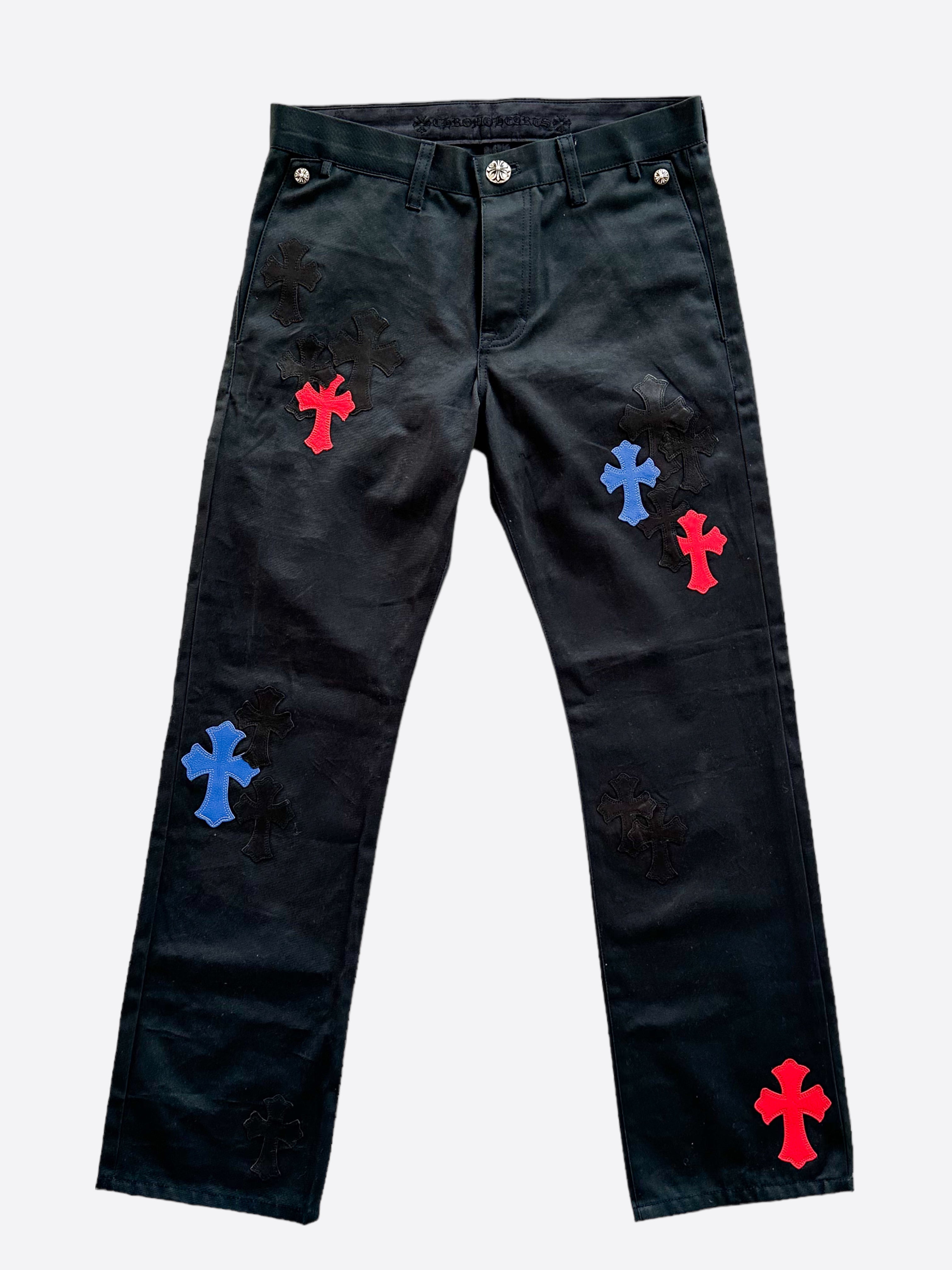 Chrome Hearts Dark Navy Multicolor Cross Patch Chino Pants – Savonches