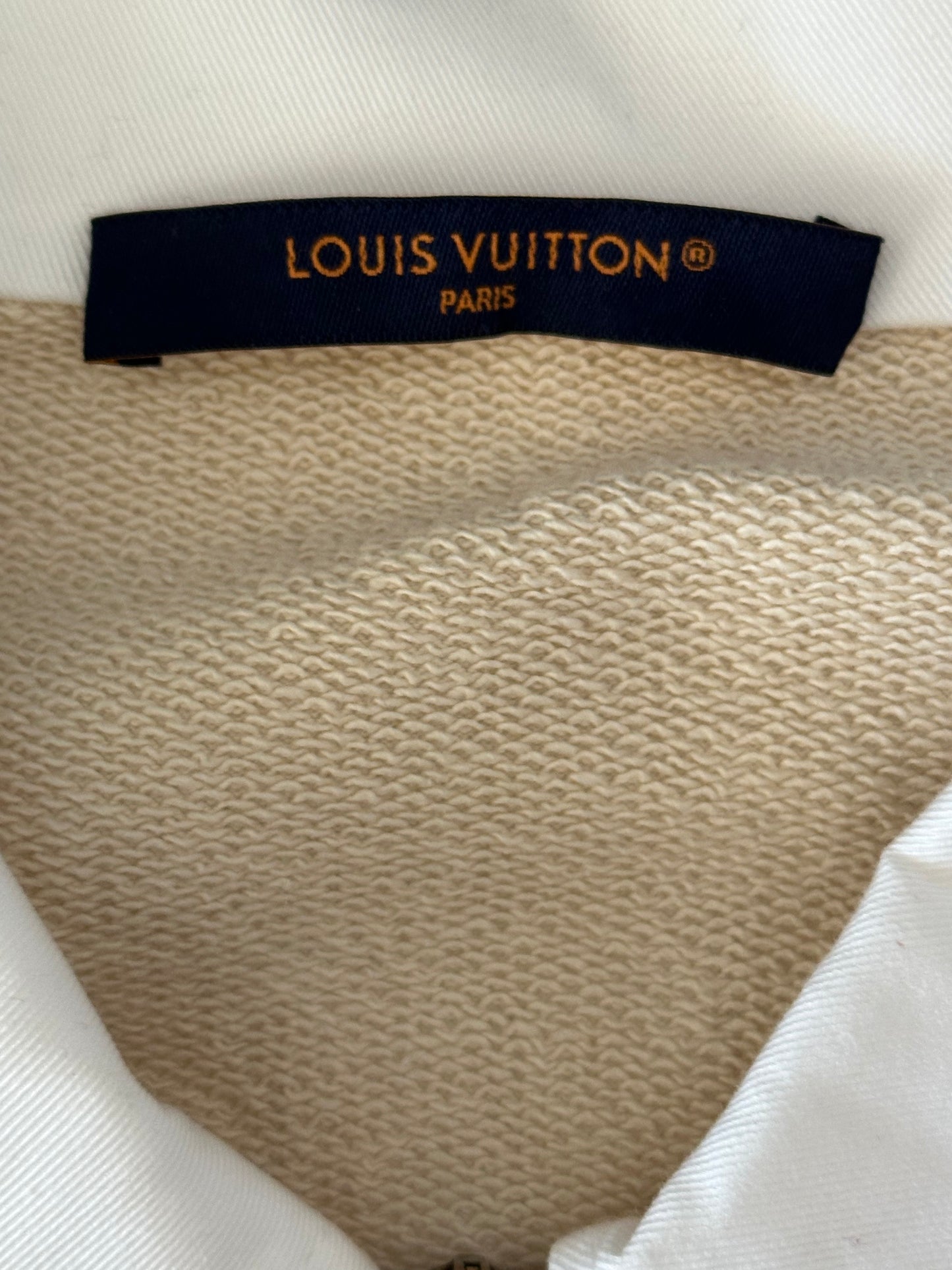 Louis Vuitton Beige & White Articles De Voyage Quarter Zip Sweater