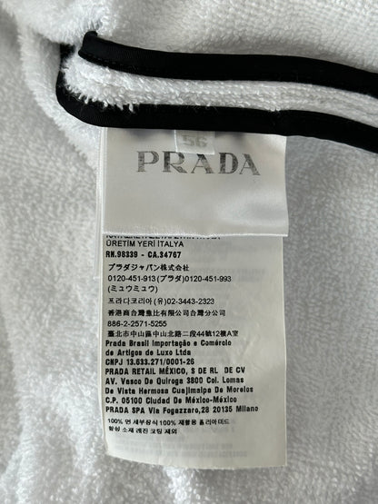 Prada White & Black Towel Logo Zip Up Hoodie