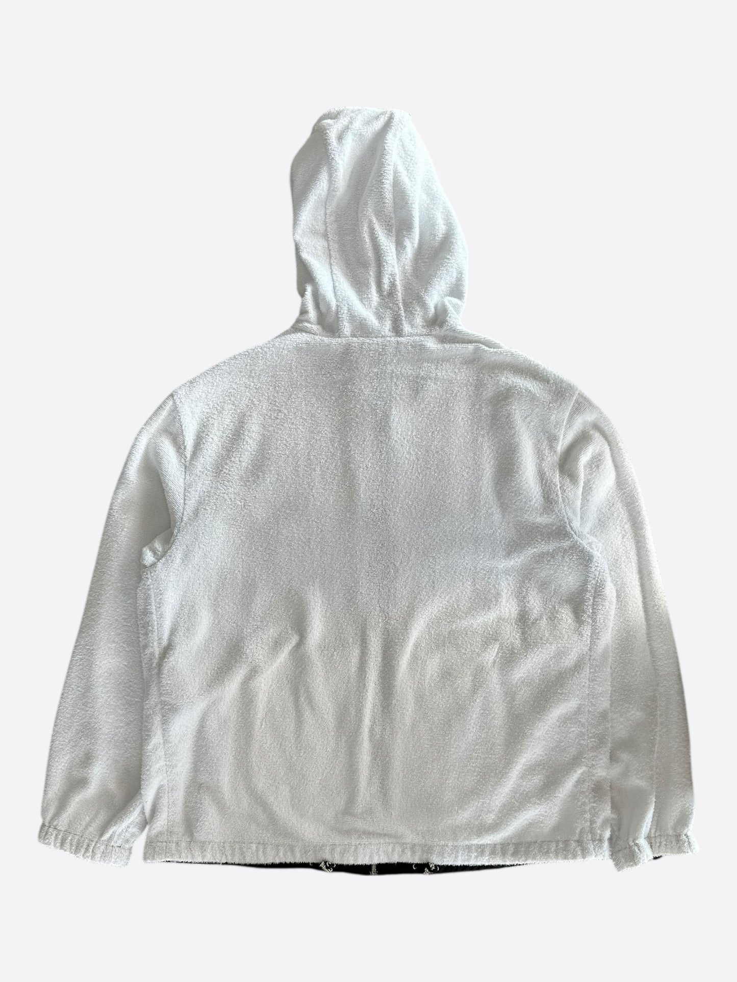 Prada White & Black Towel Logo Zip Up Hoodie