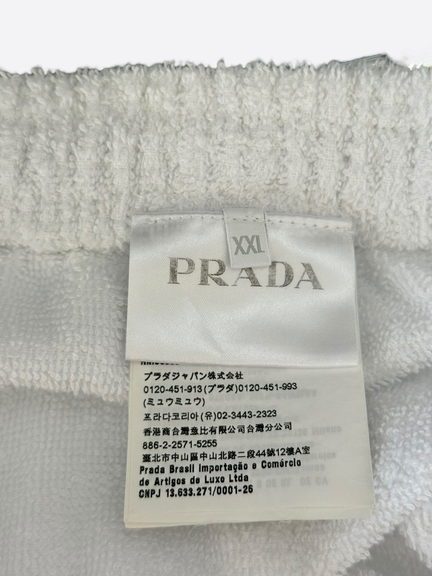 Prada White & Black Logo Towel Shorts