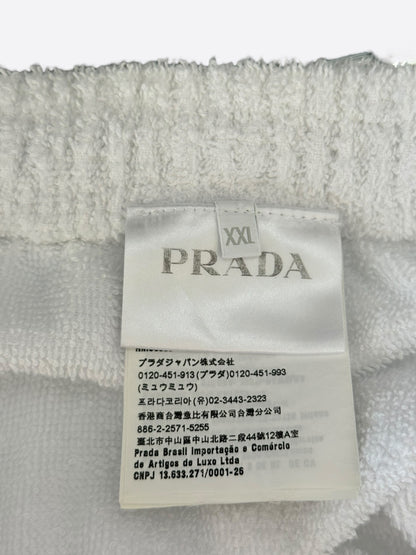 Prada White & Black Logo Towel Shorts
