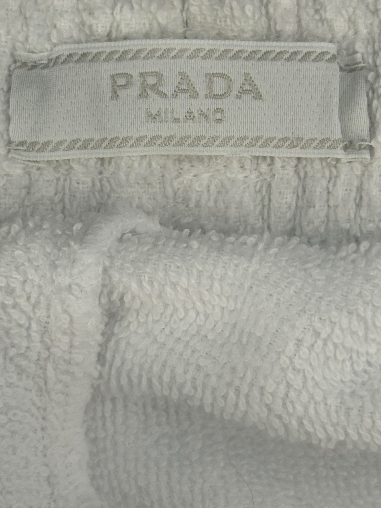 Prada White & Black Logo Towel Shorts