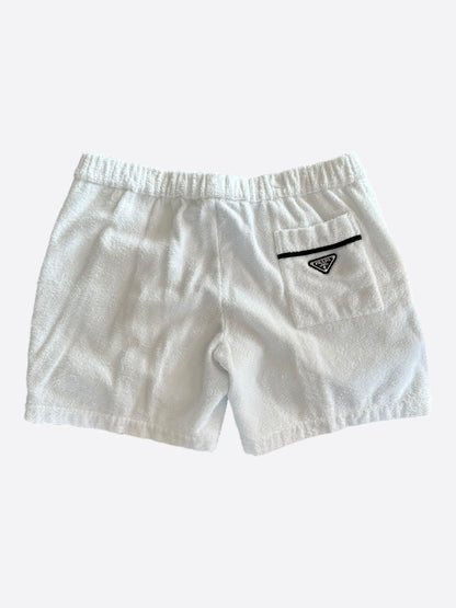 Prada White & Black Logo Towel Shorts