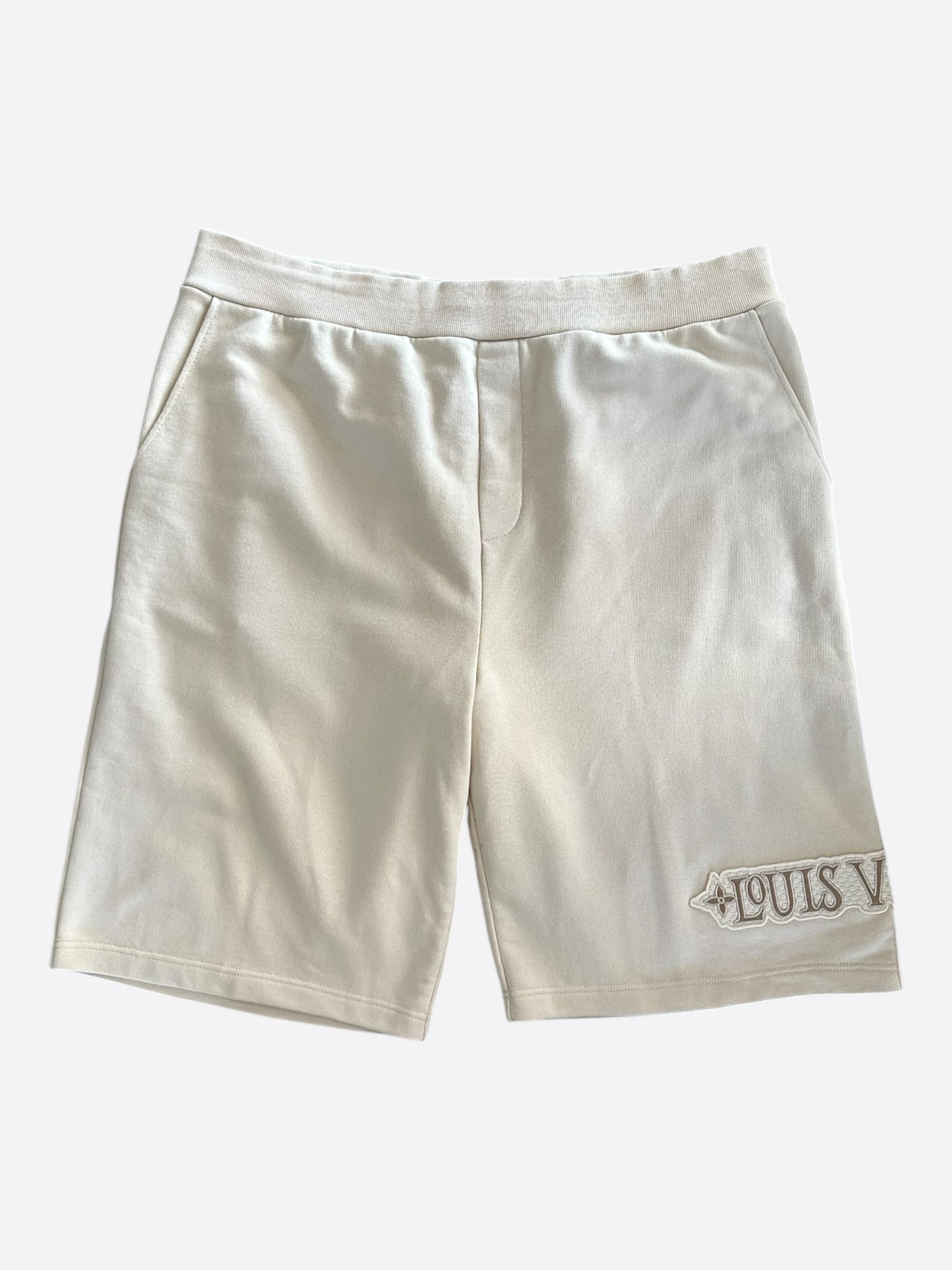 Louis Vuitton Beige & White Logo Shorts