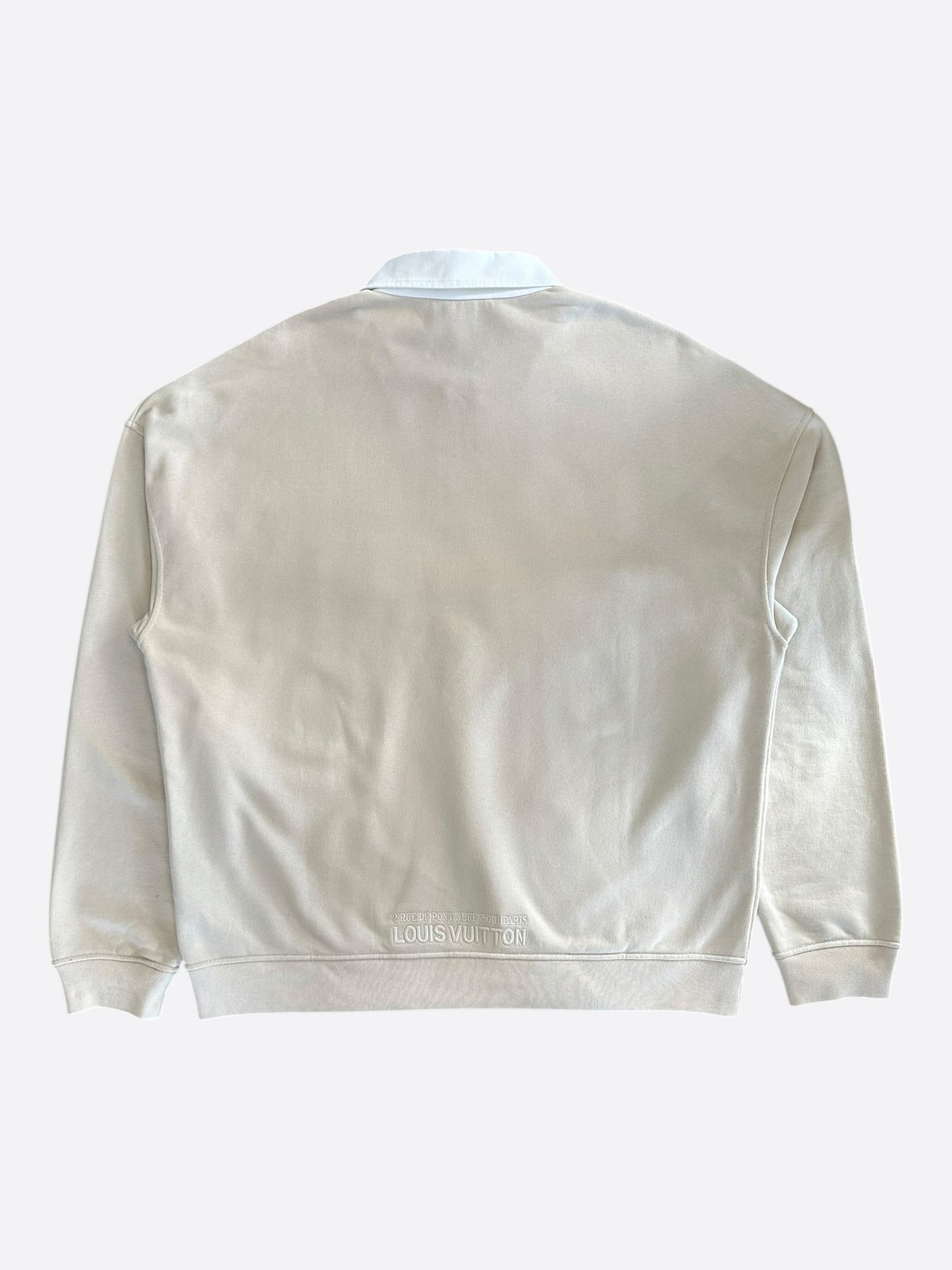 Louis Vuitton Beige & White Articles De Voyage Quarter Zip Sweater