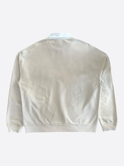 Louis Vuitton Beige & White Articles De Voyage Quarter Zip Sweater