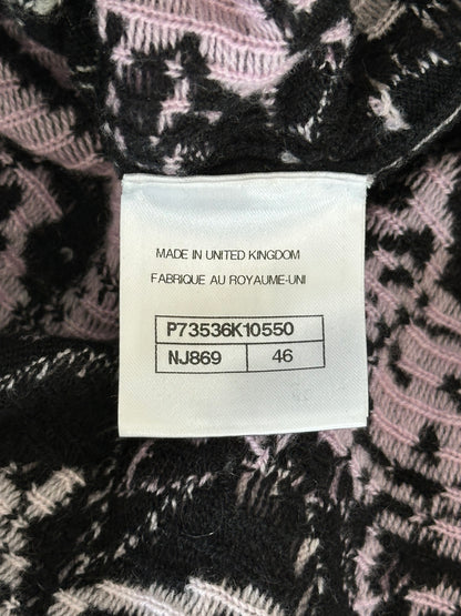Chanel Black Pink & White All-Over Print Cashmere Hoodie