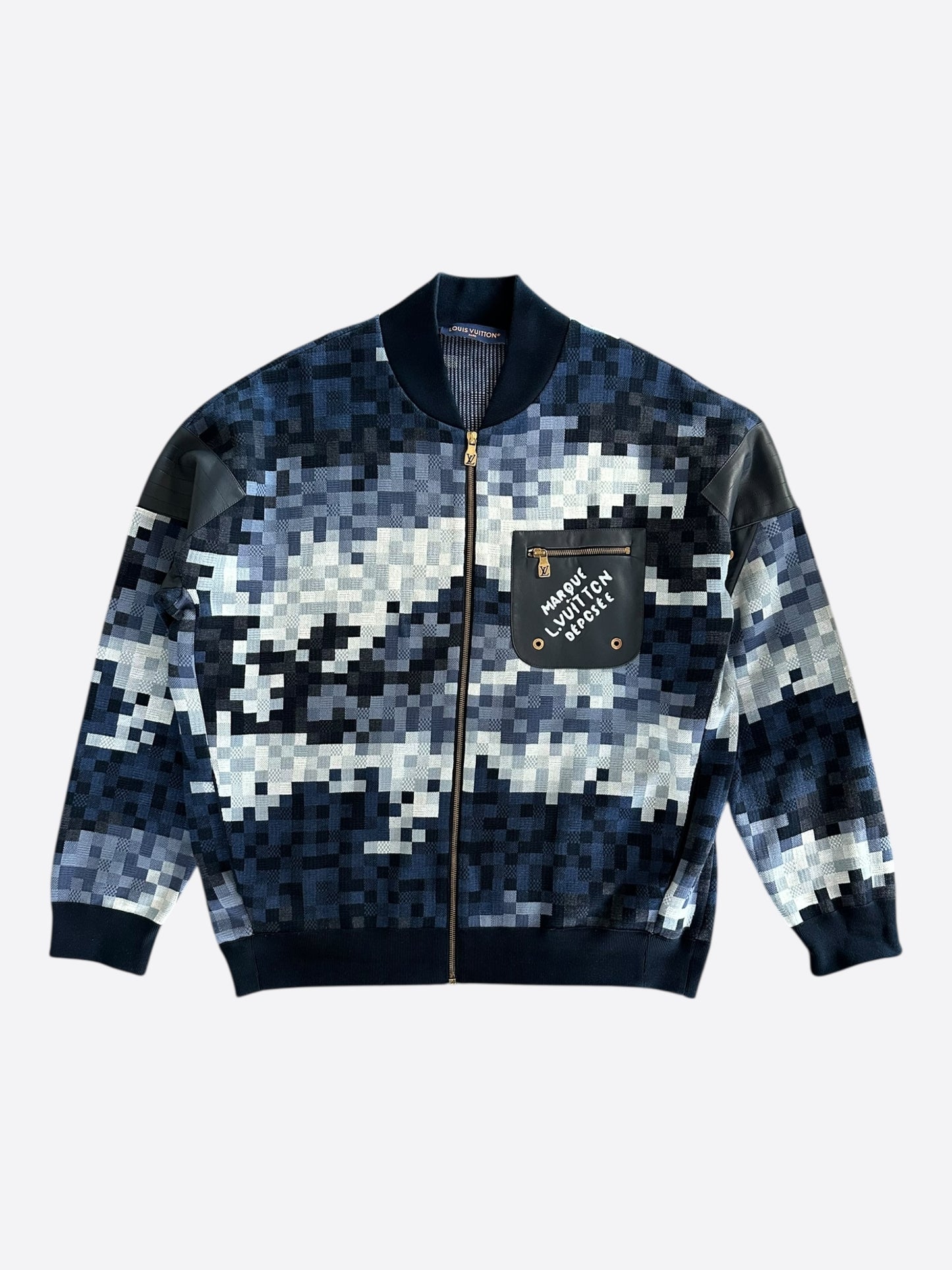 Louis Vuitton Blue Damoflage Bomber Jacket