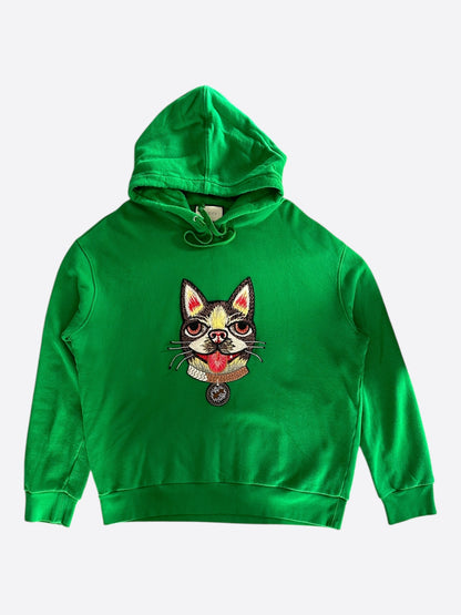 Gucci Green Dog Embroidered Hoodie