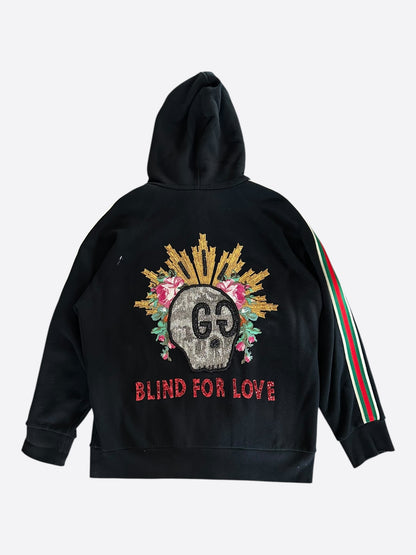 Gucci Black Sequin Blind For Love Skull Zip Up Hoodie
