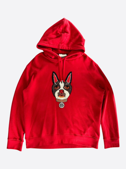 Gucci Red Dog Embroidered Hoodie