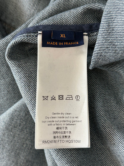 Louis Vuitton Blue Map Monogram Denim Button Up Shirt