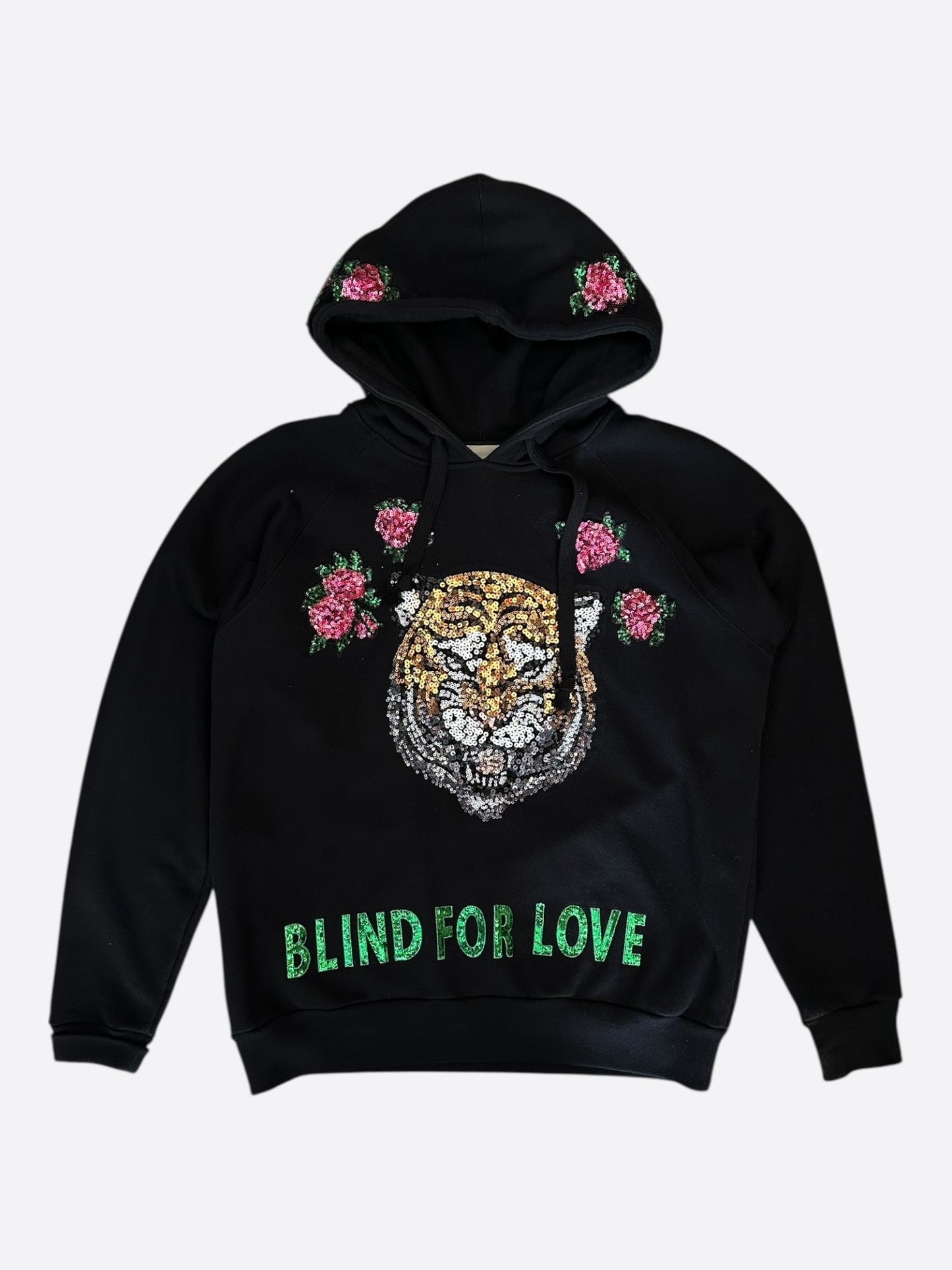 Gucci Black Sequin Blind For Love Tiger Hoodie