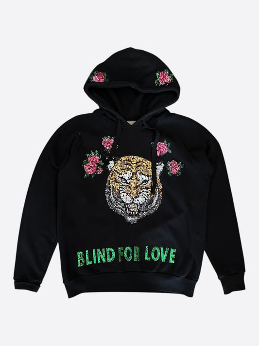 Gucci Black Sequin Blind For Love Tiger Hoodie