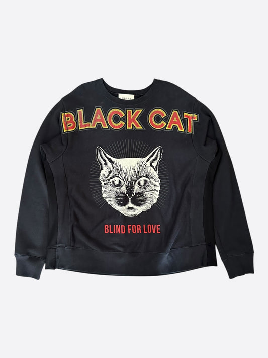 Gucci Black Black Cat logo Sweater