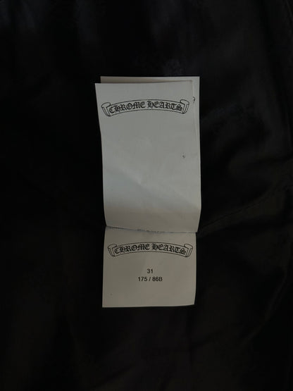 Chrome Hearts Black Leather Cross Patch Pants