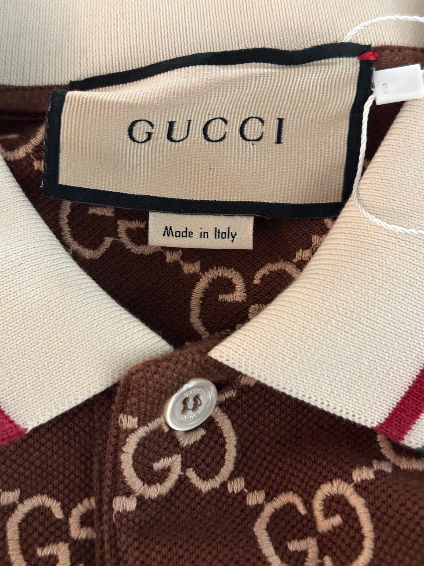 Gucci Brown & Tan GG Monogram Polo T-Shirt