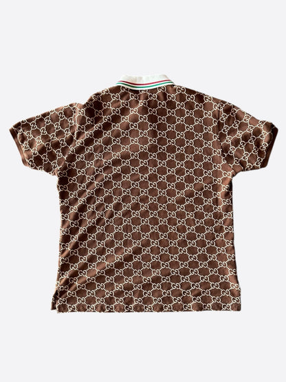 Gucci Brown & Tan GG Monogram Polo T-Shirt