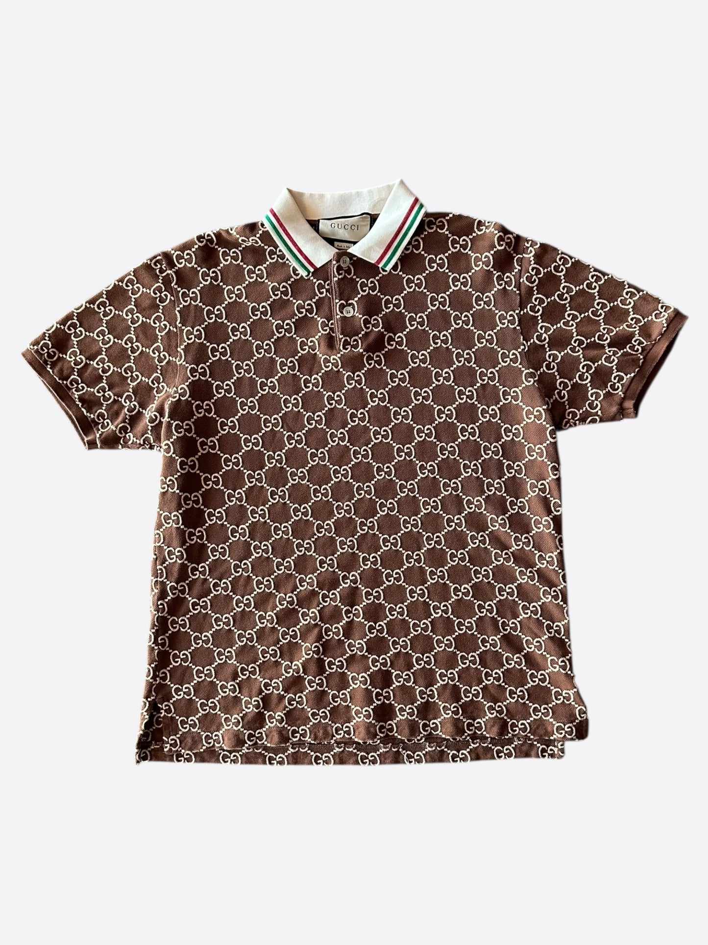 Gucci Brown & Tan GG Monogram Polo T-Shirt
