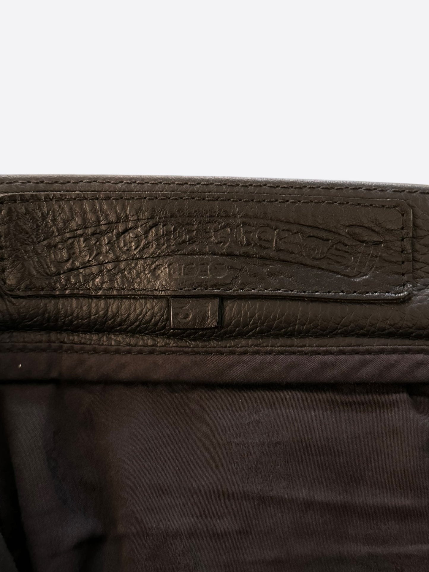 Chrome Hearts Black Leather Cross Patch Pants