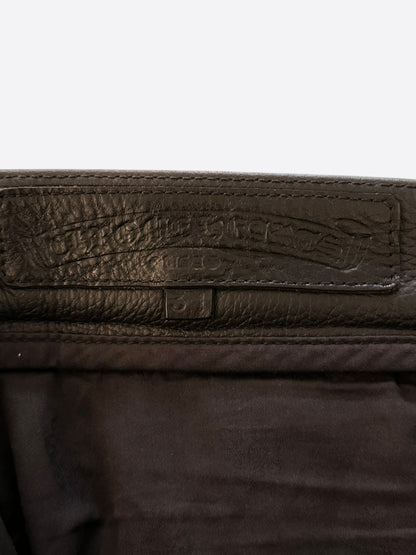 Chrome Hearts Black Leather Cross Patch Pants