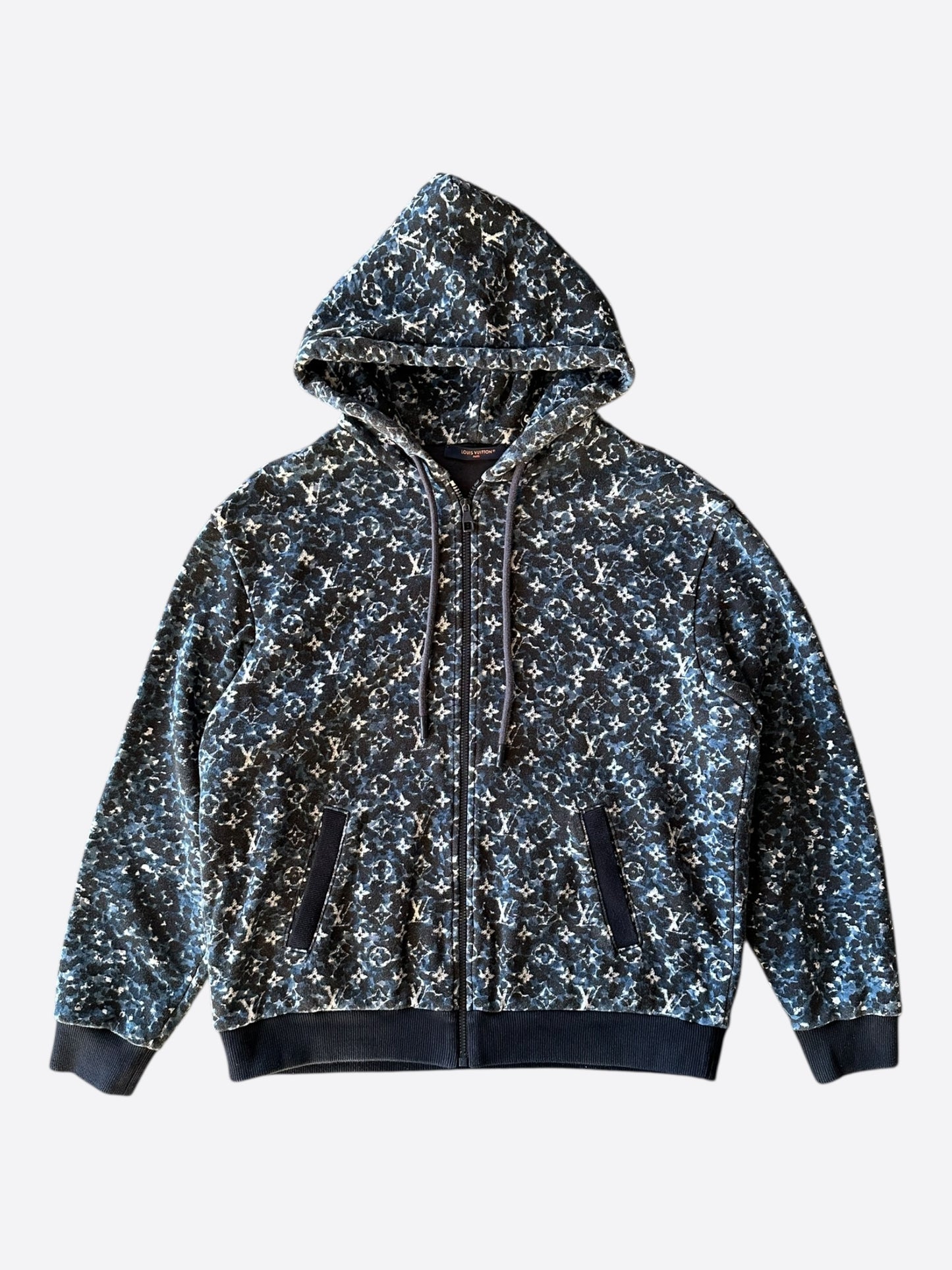 Louis Vuitton Blue Pointillism Monogram Zip Up Hoodie