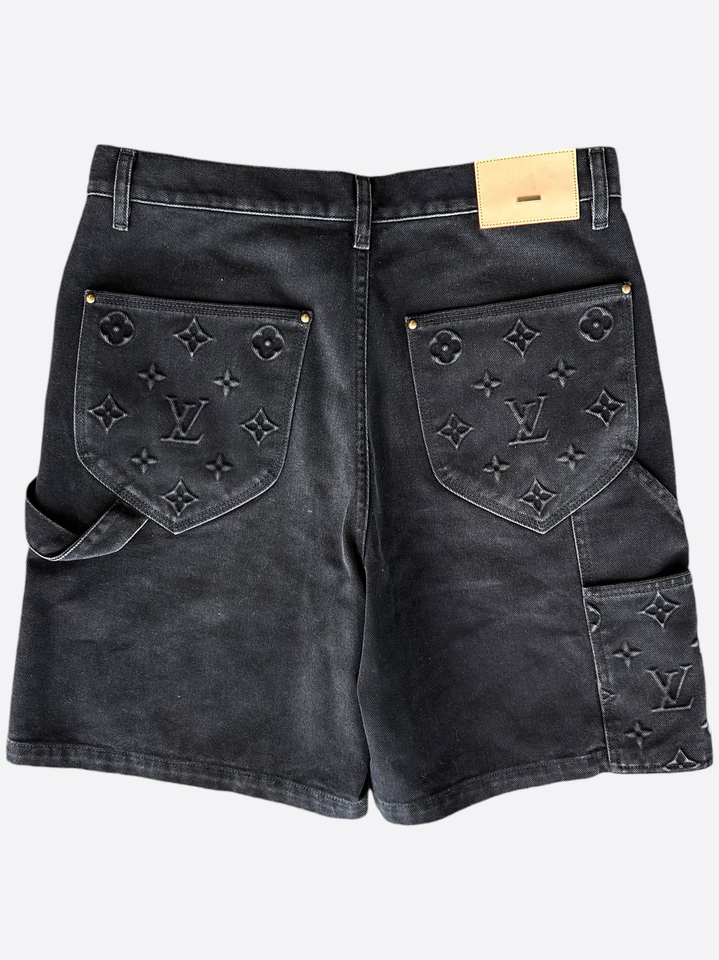 Louis Vuitton Washed Black Monogram Carpenter Shorts