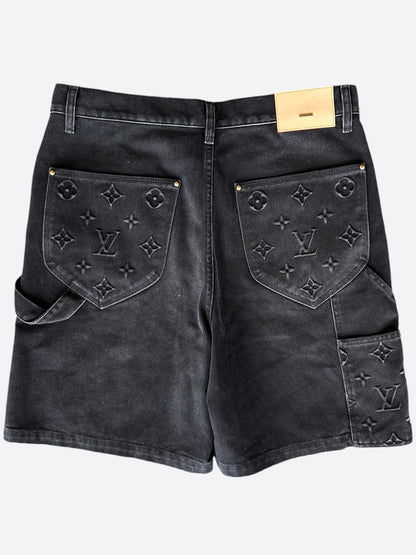 Louis Vuitton Washed Black Monogram Carpenter Shorts