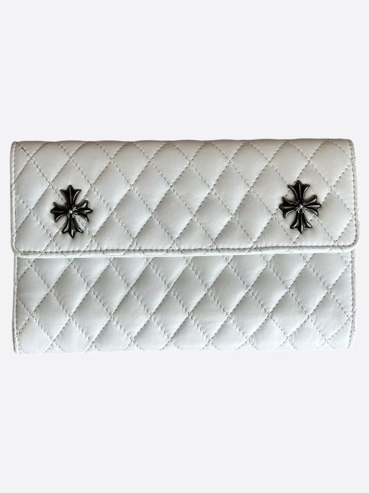 Chrome Hearts White Quilted Cross Wallet