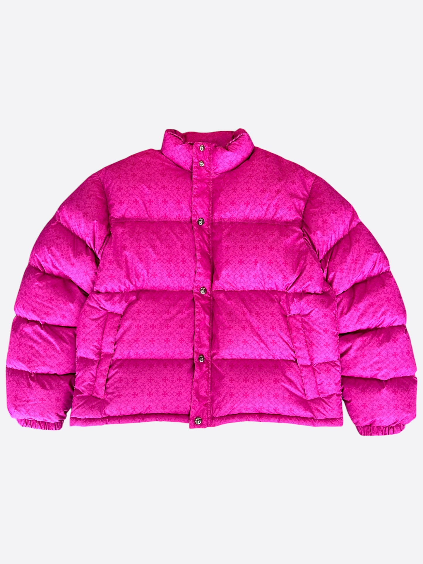 Chrome Hearts Pink Cross Jacquard Puffer Jacket