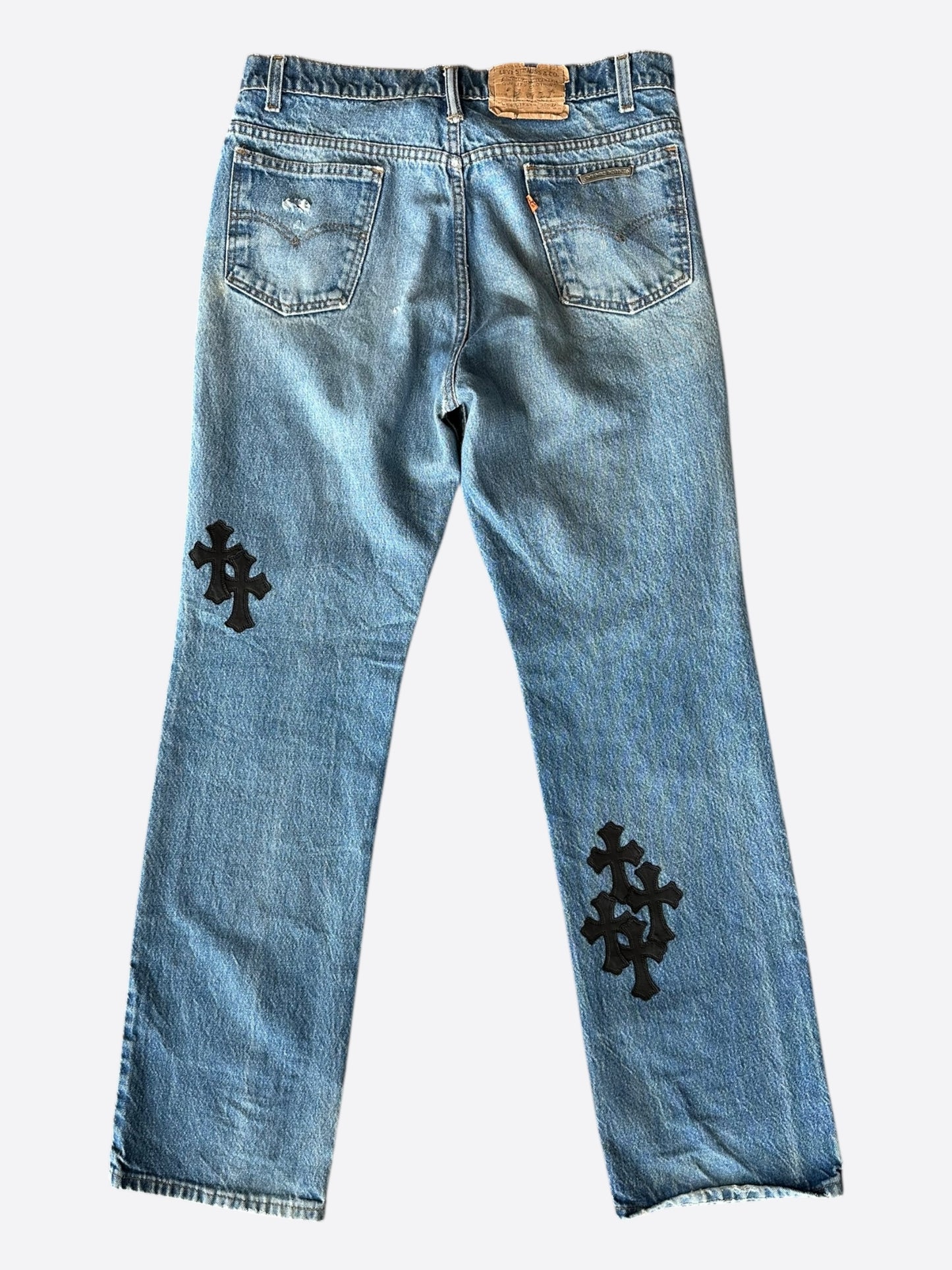Chrome Hearts Levi's Blue & Black Cross Patch Jeans