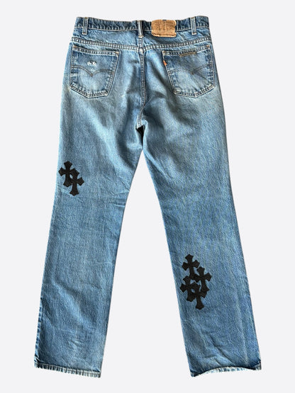 Chrome Hearts Levi's Blue & Black Cross Patch Jeans