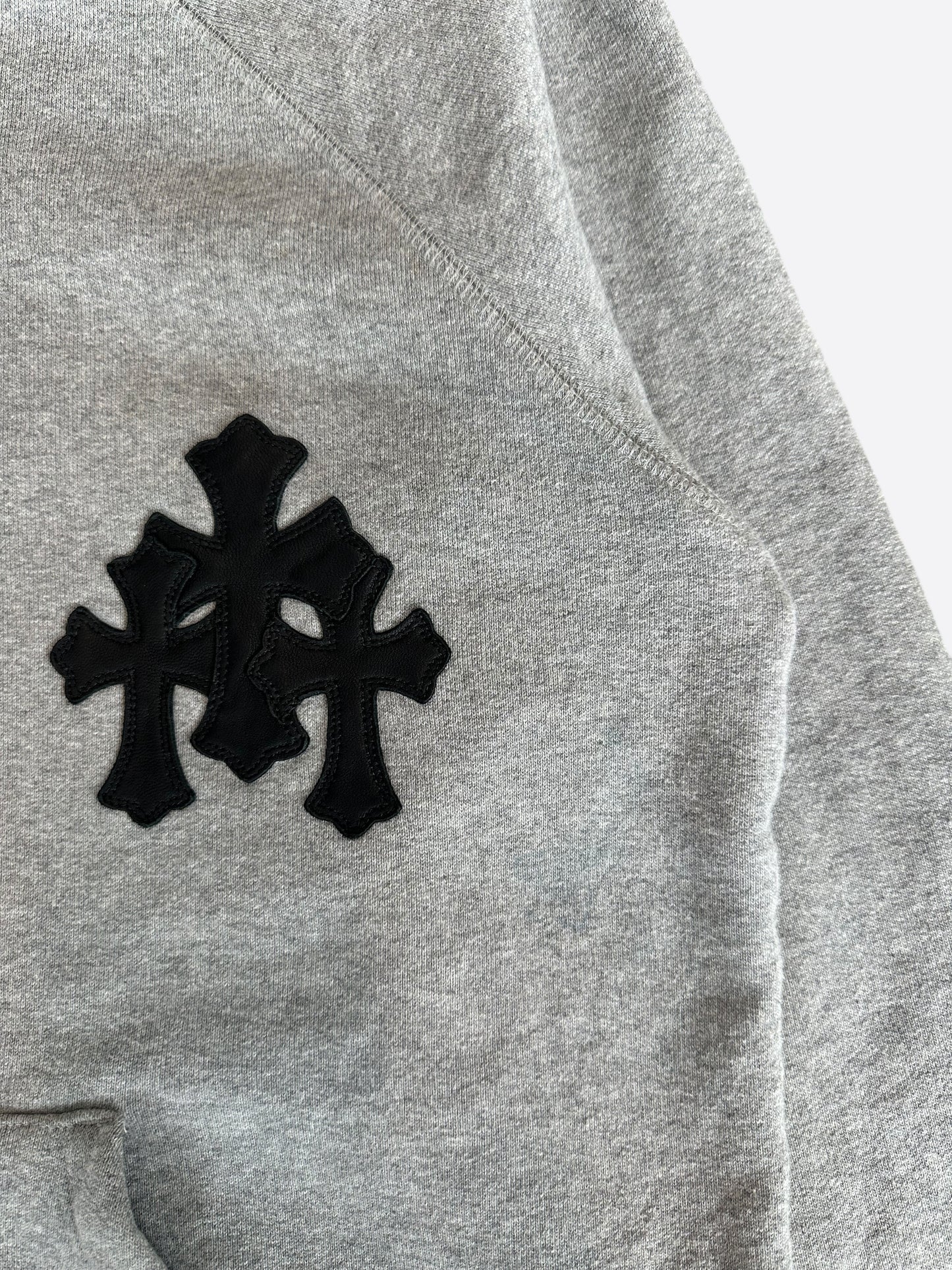 Chrome Hearts Grey & Black Triple Cross Patch Paper Jam Zip Up Hoodie