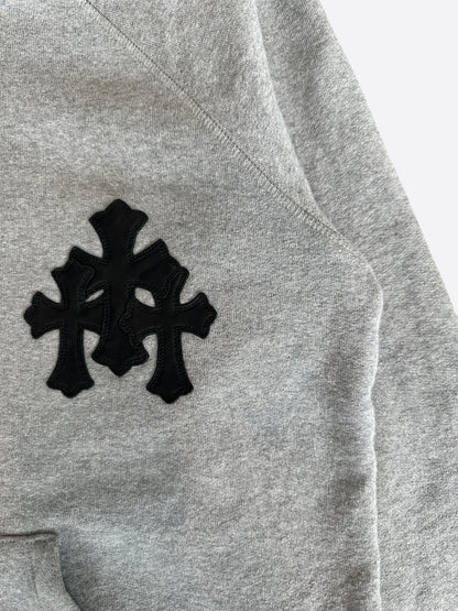 Chrome Hearts Grey & Black Triple Cross Patch Paper Jam Zip Up Hoodie